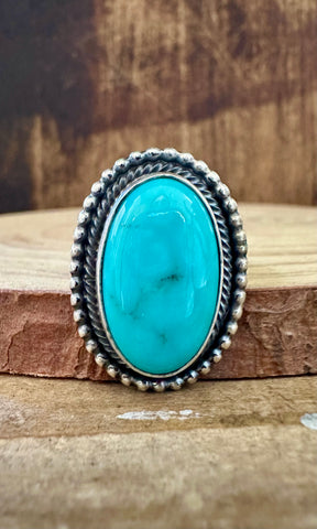 RICK MARTINEZ Turquoise and Sterling Silver Ring • Size 8