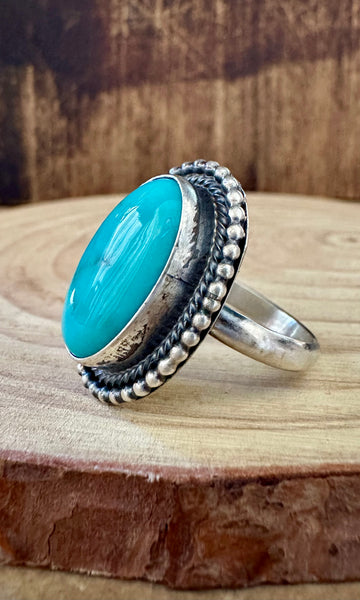 RICK MARTINEZ Turquoise and Sterling Silver Ring • Size 8