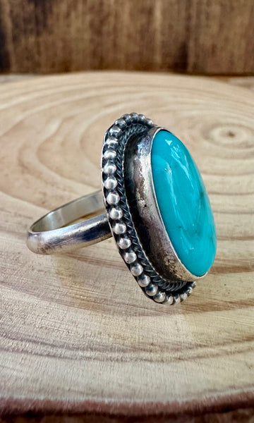 RICK MARTINEZ Turquoise and Sterling Silver Ring • Size 8