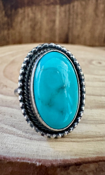 RICK MARTINEZ Turquoise and Sterling Silver Ring • Size 8