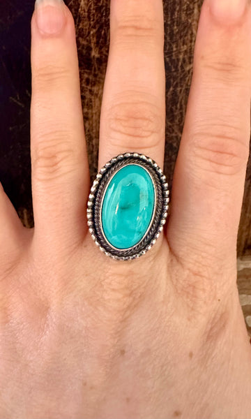 RICK MARTINEZ Turquoise and Sterling Silver Ring • Size 8