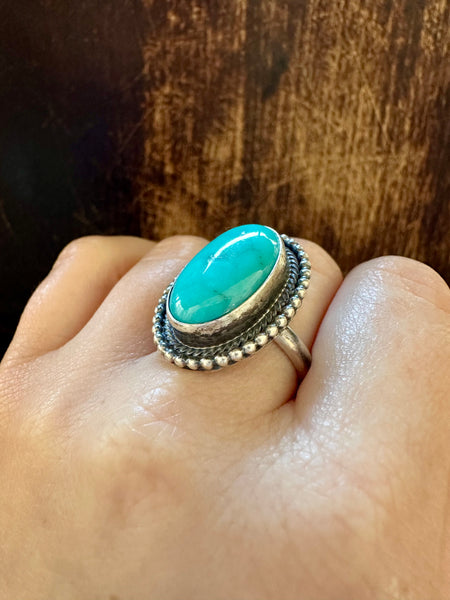 RICK MARTINEZ Turquoise and Sterling Silver Ring • Size 8