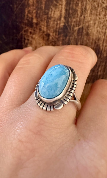 JEROLD FRANCISCO Turquoise and Sterling Silver Ring • Size 8