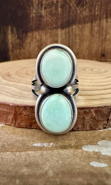 DOUBLE MINT Turquoise and Sterling Silver Ring • Size 9