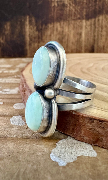 DOUBLE MINT Turquoise and Sterling Silver Ring • Size 9