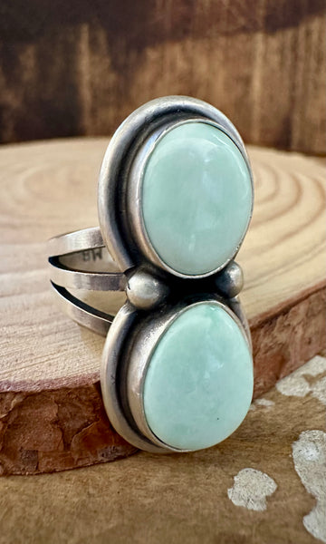 DOUBLE MINT Turquoise and Sterling Silver Ring • Size 9