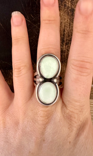 DOUBLE MINT Turquoise and Sterling Silver Ring • Size 9