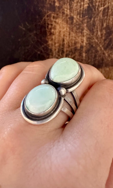 DOUBLE MINT Turquoise and Sterling Silver Ring • Size 9