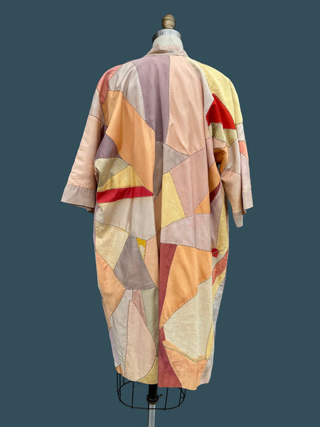 PASTEL PATCHWORK Vintage 30s Kimono Style Jacket As Is •  Med. to Lg.