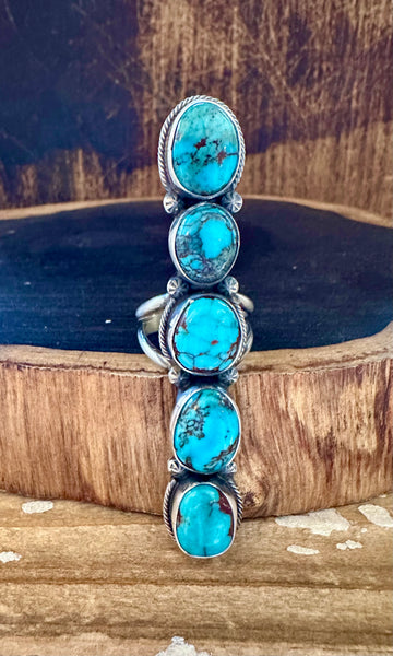 ANTIONETTE LARGO EGYPTIAN Turquoise and Sterling Silver Ring • Size 8