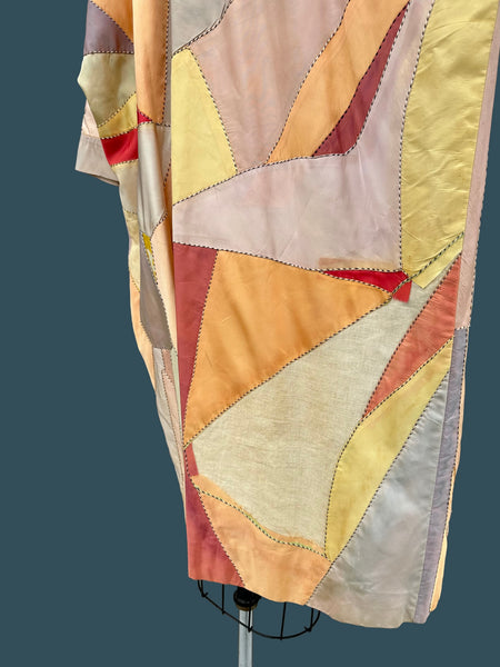 PASTEL PATCHWORK Vintage 30s Kimono Style Jacket As Is •  Med. to Lg.