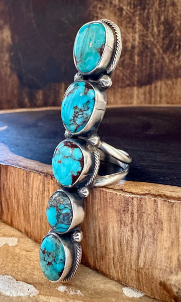 ANTIONETTE LARGO EGYPTIAN Turquoise and Sterling Silver Ring • Size 8