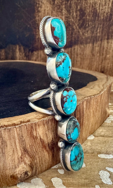 ANTIONETTE LARGO EGYPTIAN Turquoise and Sterling Silver Ring • Size 8