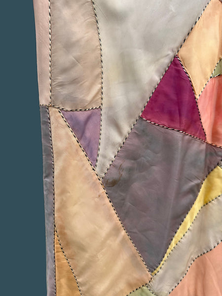 PASTEL PATCHWORK Vintage 30s Kimono Style Jacket As Is •  Med. to Lg.