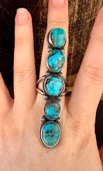 ANTIONETTE LARGO EGYPTIAN Turquoise and Sterling Silver Ring • Size 8