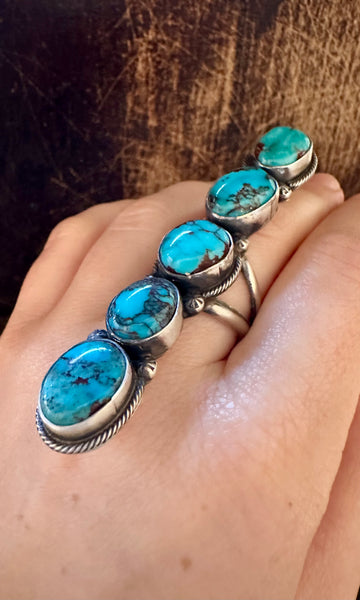 ANTIONETTE LARGO EGYPTIAN Turquoise and Sterling Silver Ring • Size 8