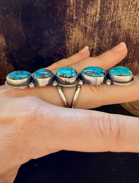 ANTIONETTE LARGO EGYPTIAN Turquoise and Sterling Silver Ring • Size 8