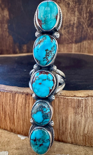 ANTIONETTE LARGO EGYPTIAN Turquoise and Sterling Silver Ring • Size 8