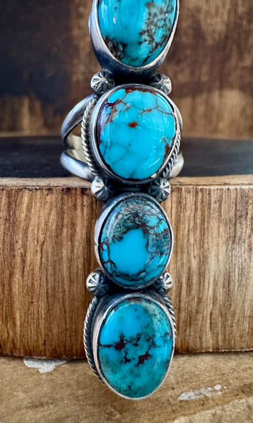 ANTIONETTE LARGO EGYPTIAN Turquoise and Sterling Silver Ring • Size 8