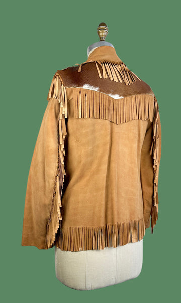 DESERT SUEDES 40s Suede Fringe Jacket w/ Cowhide Yoke • Small