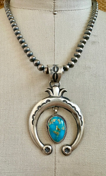 SILVER TURQUOISE HORSEBEND Necklace Pendant
