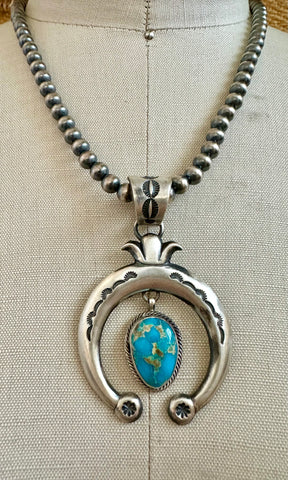 SILVER TURQUOISE HORSEBEND Necklace Pendant