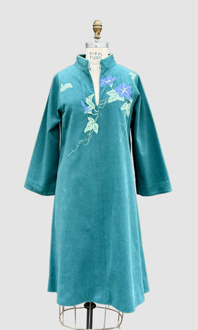 WHITE DUCK FLOWER Applique 80s Tunic Dress • Med. to Lg.