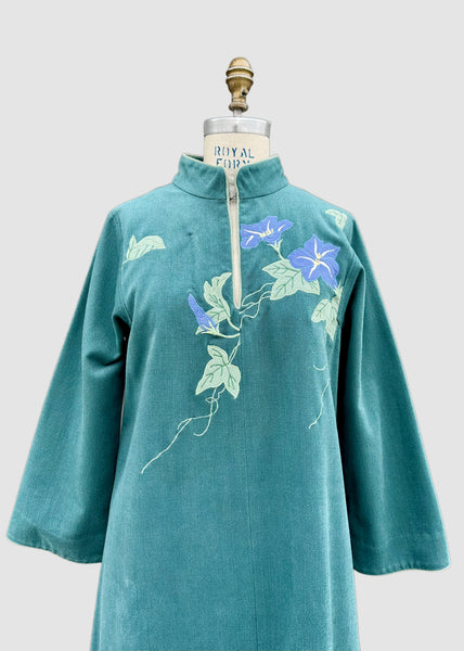 WHITE DUCK FLOWER Applique 80s Tunic Dress • Med. to Lg.