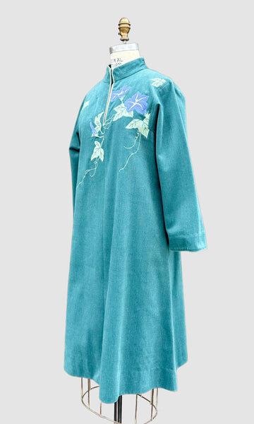 WHITE DUCK FLOWER Applique 80s Tunic Dress • Med. to Lg.