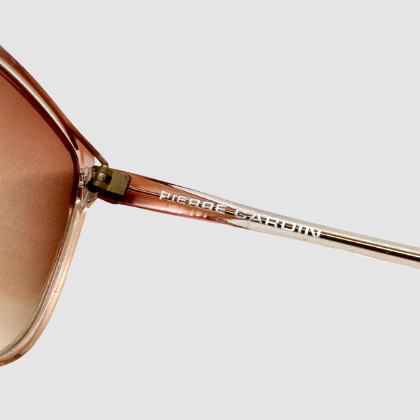 1970s Pierre Cardin Oversized Sunglasses, Pink Gradient Resin Glasses Frames
