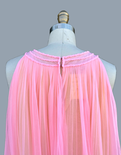FORMFIT ROGERS Pink Baby Doll 60s/70s 2 Piece Night Gown • Small