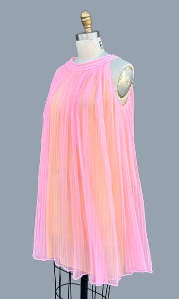 FORMFIT ROGERS Pink Baby Doll 60s/70s 2 Piece Night Gown • Small