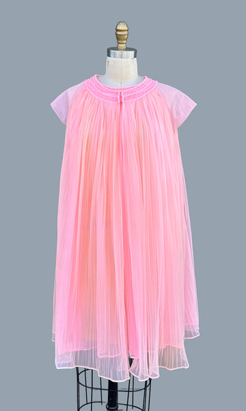 FORMFIT ROGERS Pink Baby Doll 60s/70s 2 Piece Night Gown • Small