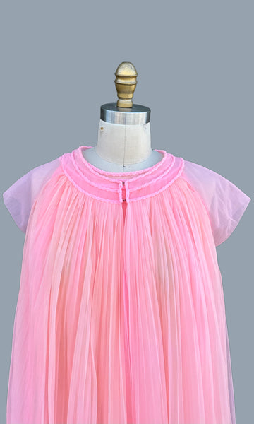 FORMFIT ROGERS Pink Baby Doll 60s/70s 2 Piece Night Gown • Small