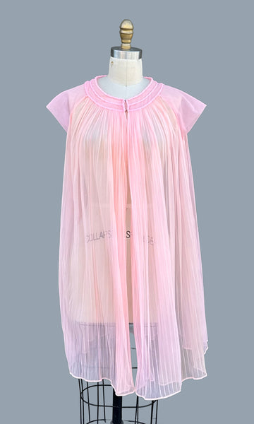 FORMFIT ROGERS Pink Baby Doll 60s/70s 2 Piece Night Gown • Small
