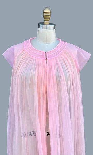 FORMFIT ROGERS Pink Baby Doll 60s/70s 2 Piece Night Gown • Small
