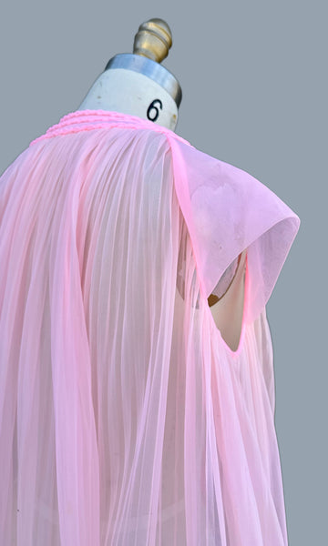 FORMFIT ROGERS Pink Baby Doll 60s/70s 2 Piece Night Gown • Small