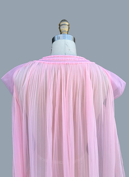 FORMFIT ROGERS Pink Baby Doll 60s/70s 2 Piece Night Gown • Small