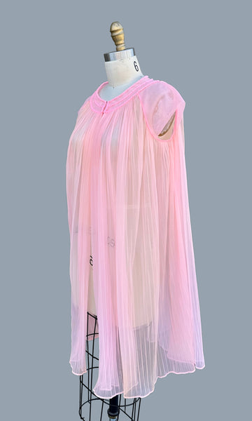 FORMFIT ROGERS Pink Baby Doll 60s/70s 2 Piece Night Gown • Small