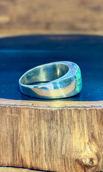 NAVAJO SEAFOAM Turquoise Micro Inlay Mens Ring • Size 12
