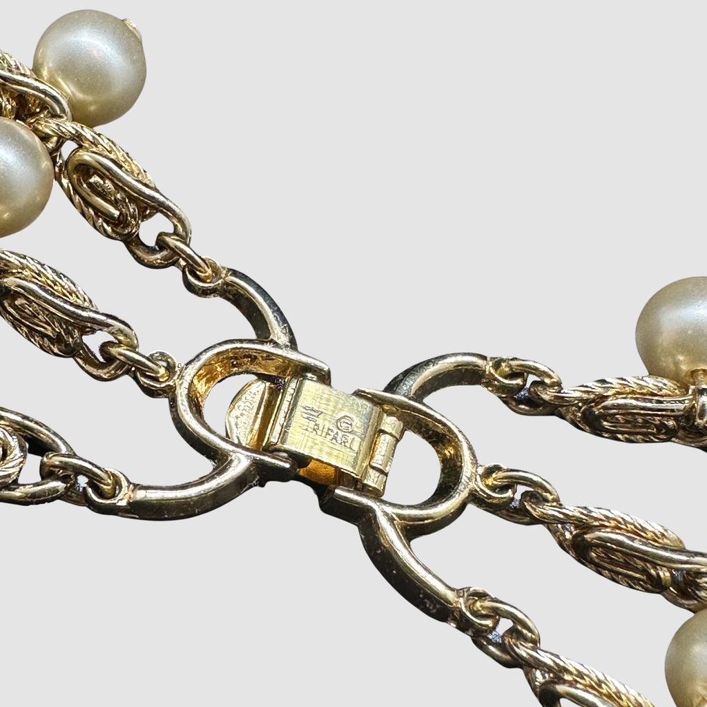 Vintage 90s CHANEL Chain Link Faux Pearl Long Necklace -  Singapore