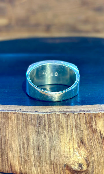 NAVAJO SEAFOAM Turquoise Micro Inlay Mens Ring • Size 12