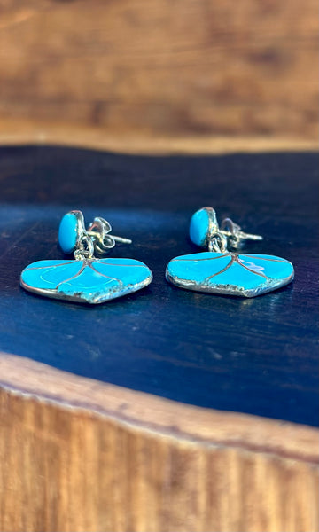 ZUNI HEARTS Sterling Silver & Turquoise Stud Earrings