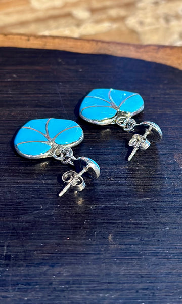 ZUNI HEARTS Sterling Silver & Turquoise Stud Earrings