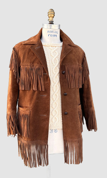 FRINGE FEST 70s Suede Jacket • Mens Small