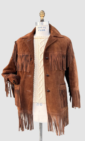 FRINGE FEST 70s Suede Jacket • Mens Small