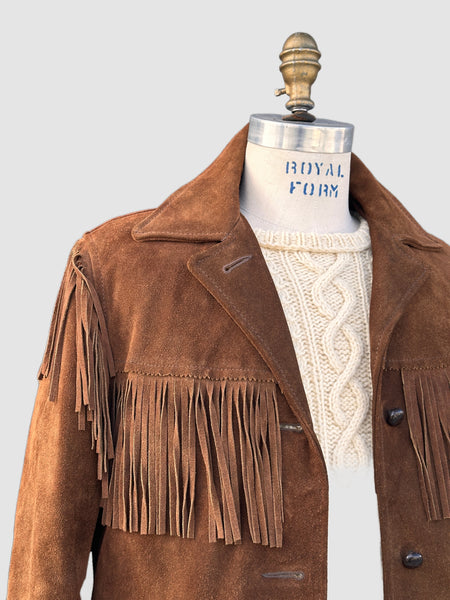 FRINGE FEST 70s Suede Jacket • Mens Small