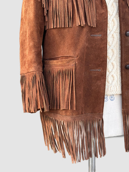 FRINGE FEST 70s Suede Jacket • Mens Small