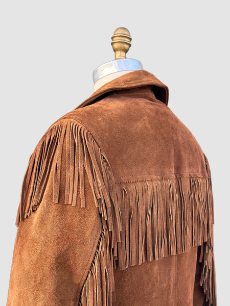 FRINGE FEST 70s Suede Jacket • Mens Small