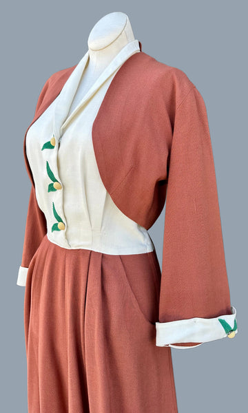 DARYL REG. 2 PIECE Vintage 50s Dress Set • Small